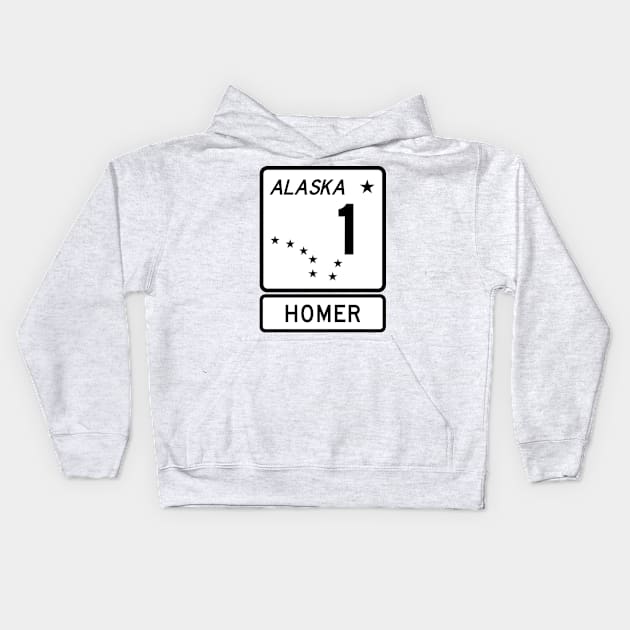 Alaska Highway Route 1 One Homer AK Kids Hoodie by TravelTime